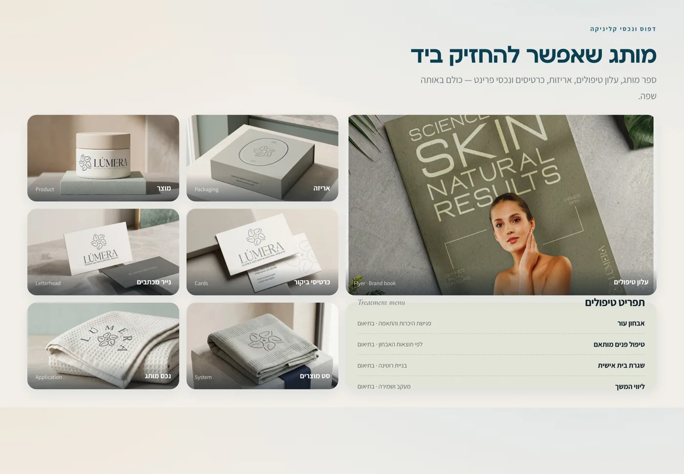 חומרי מותג ותצוגת מערכת LÚMERA